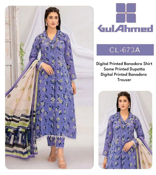 Gulahmed Doria Stripe 3P Unstitched Ladies Suit