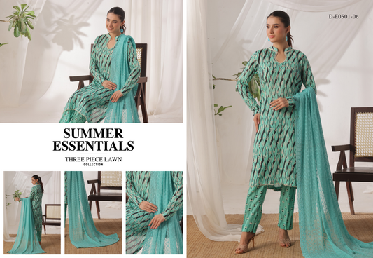 MJ Safaa Print Kari Lawn Collection – Chapter S - Premium Printed Lawn 3-Piece Suit Design#D-E0501-06