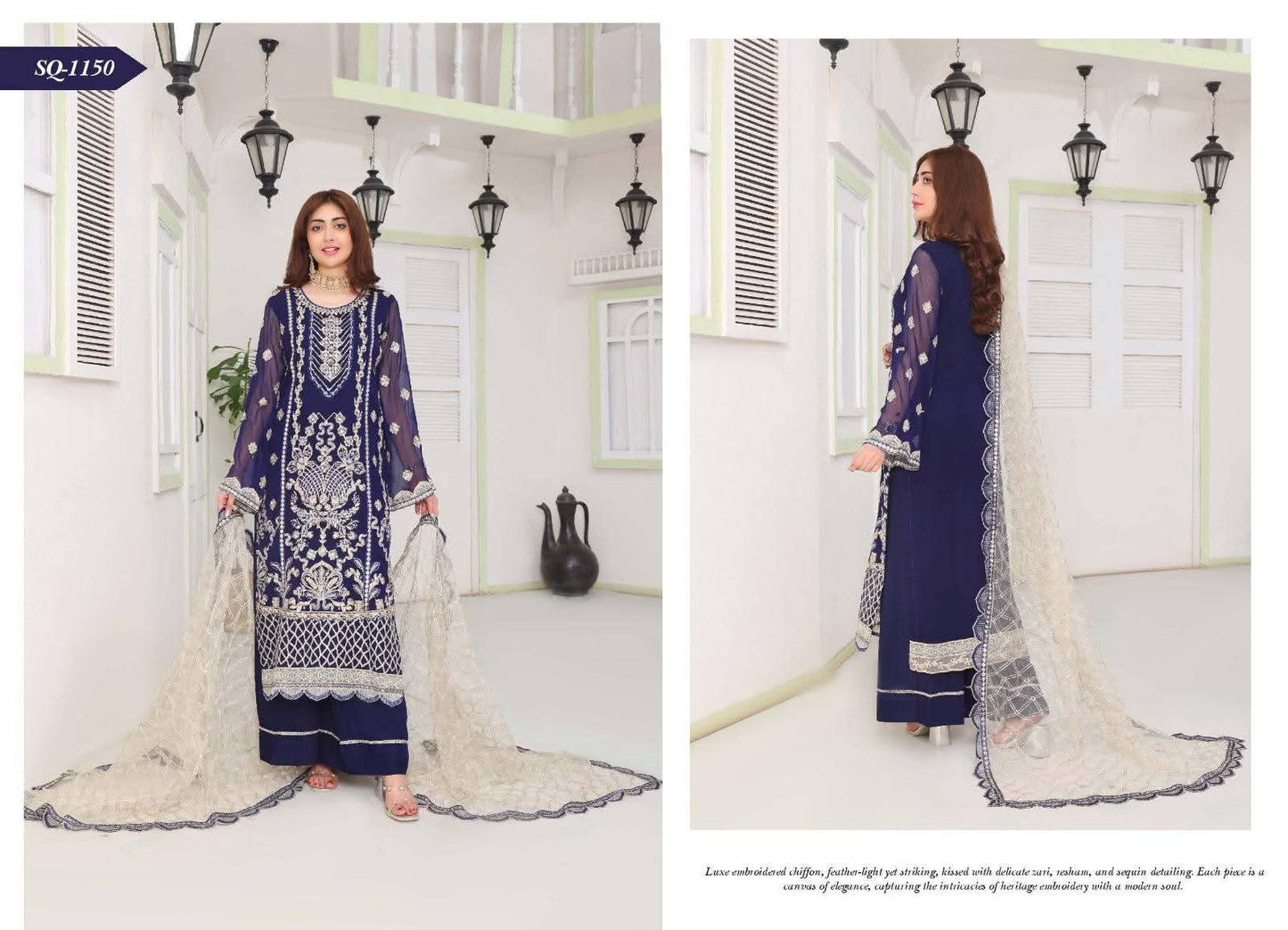 Zarkash Navy Luxury Embroidered Collection