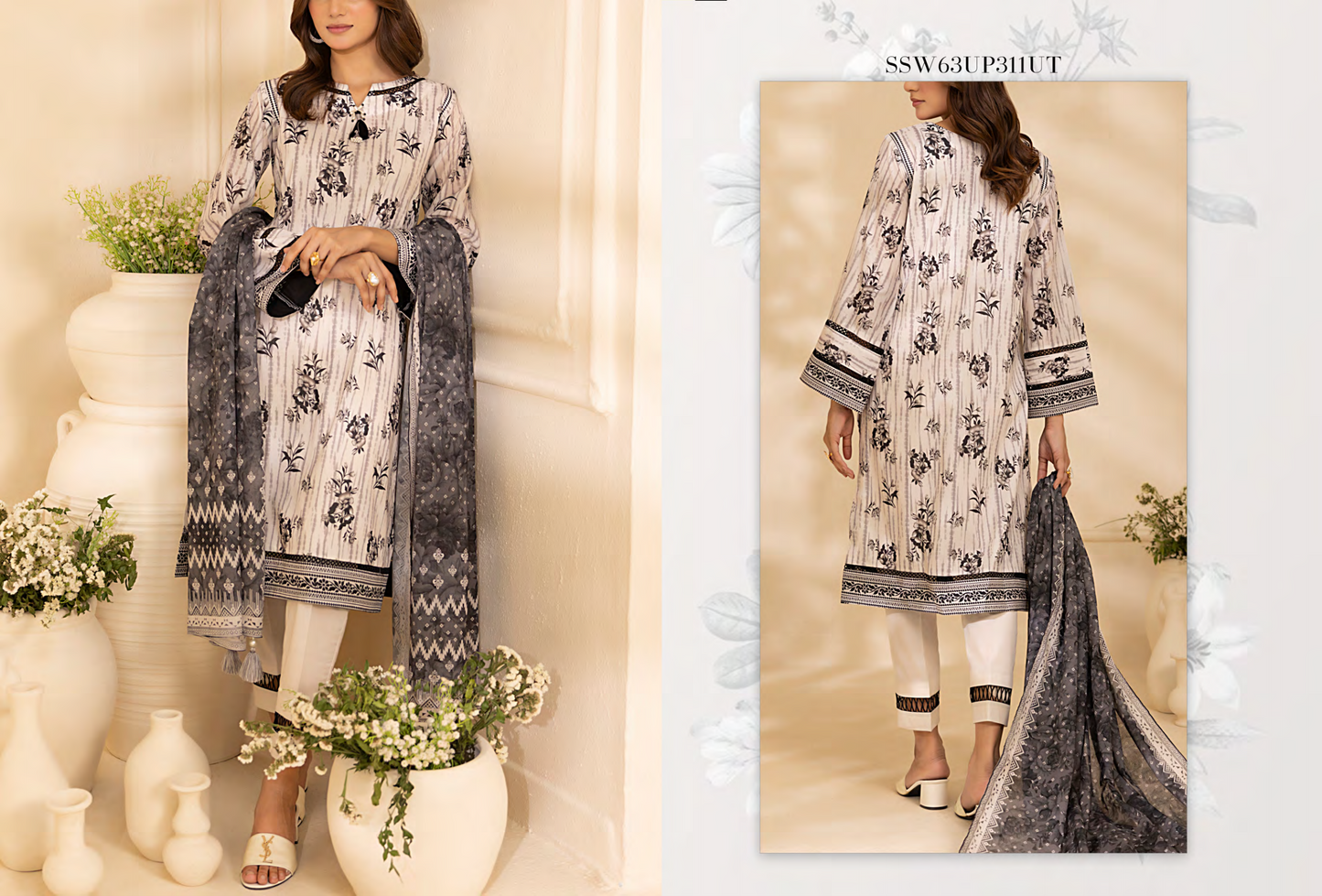 Salitex 100% Original Lawn ❤️ MONOCHROME B&W by SANA& SARA