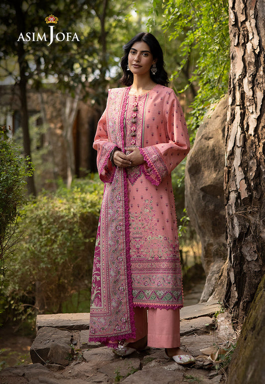 AsimJofa Pink Printed 3Pcs