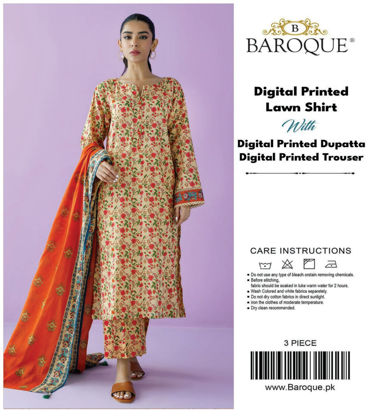 Baroque Unstitched Lawn 3 Pieces in Wholesale Price 🔥❤️