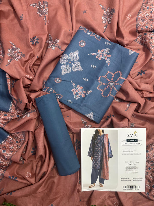SAYA D.C:-U01-26152-P03B - 3 Piece Printed Lawn Collection