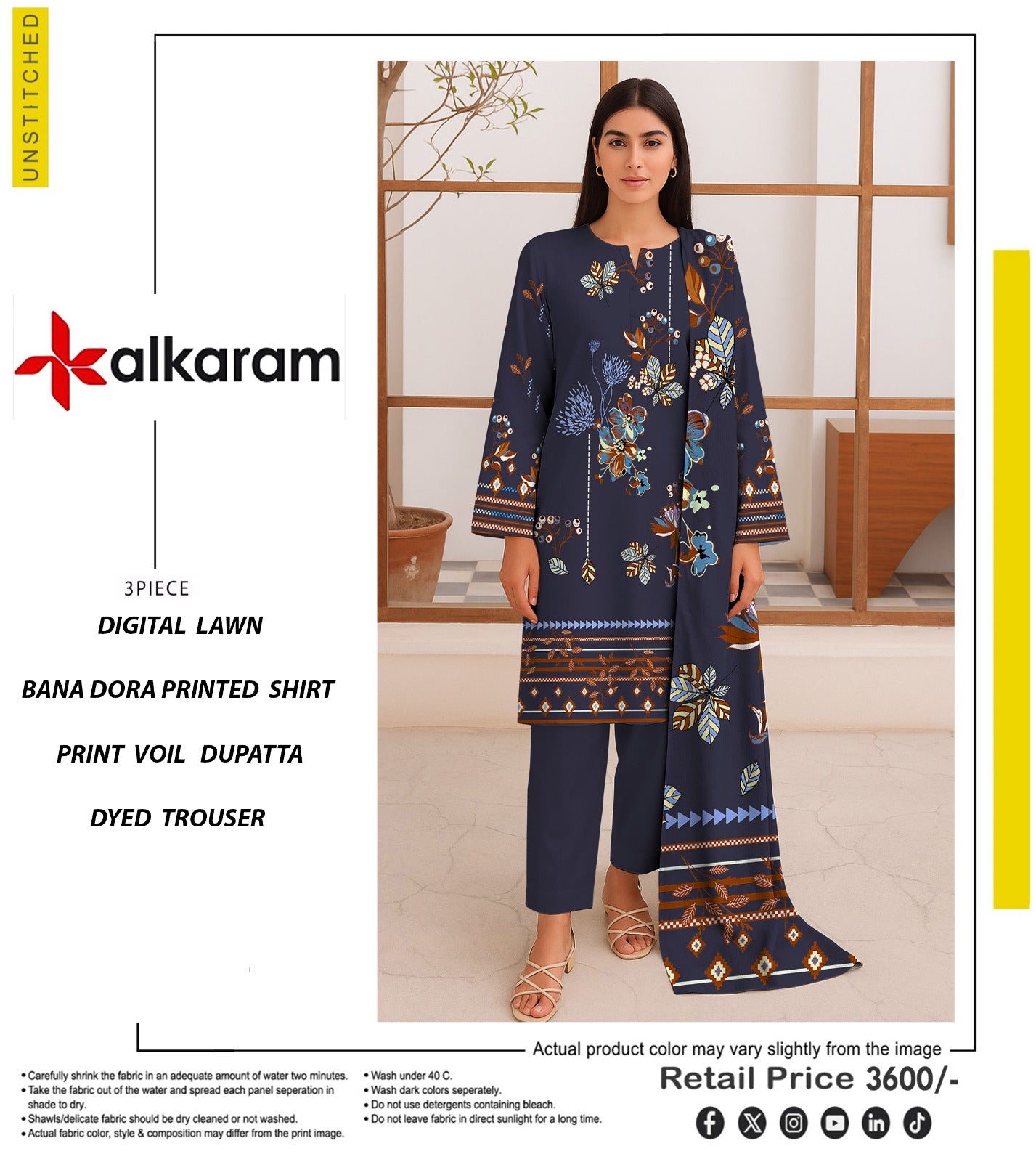 🔥 ALKARAM Tanadora – Premium Luxury Collection 🔥Midnight Blue / Charcoal Black