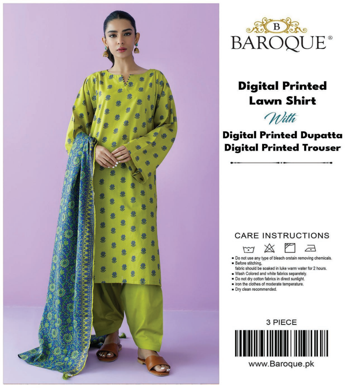 Baroque Unstitched Lawn 3 Pieces in Wholesale Price 🔥❤️