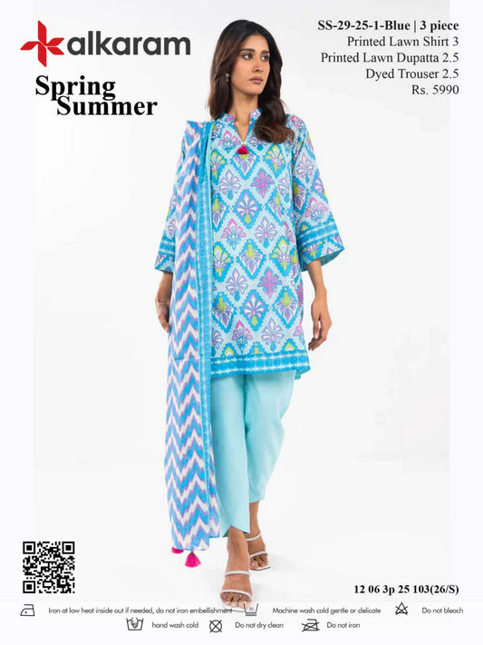 Alkaram Digital Printed Lawn 3 Piece ๐๐งก