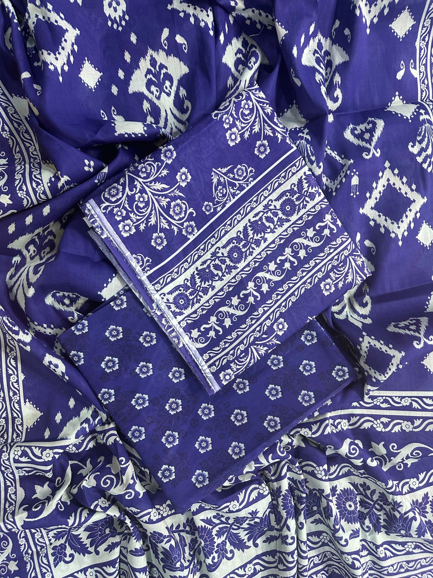 Shaista/Alhamra Blue Floral Printed 3Pcs