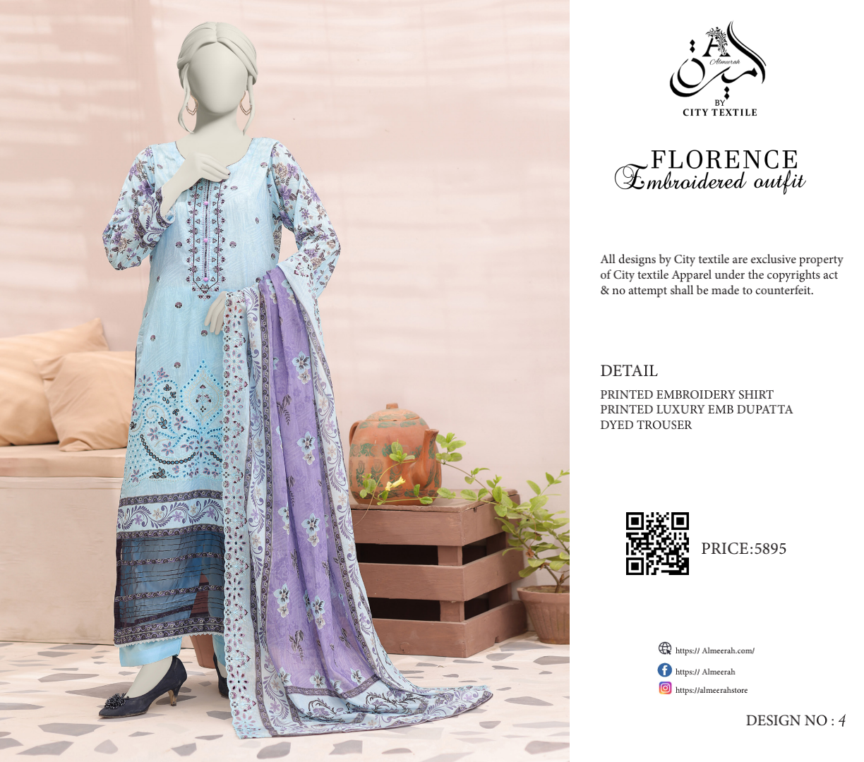 š§”š„ ALMEERAH FLORENCE Embroidery Cutwork Dupatta 3 Pieces š„ā¤ļø