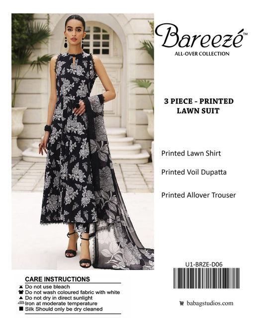 Bareeze Unstitched Lawn 90/70 Quality 3 Pieces