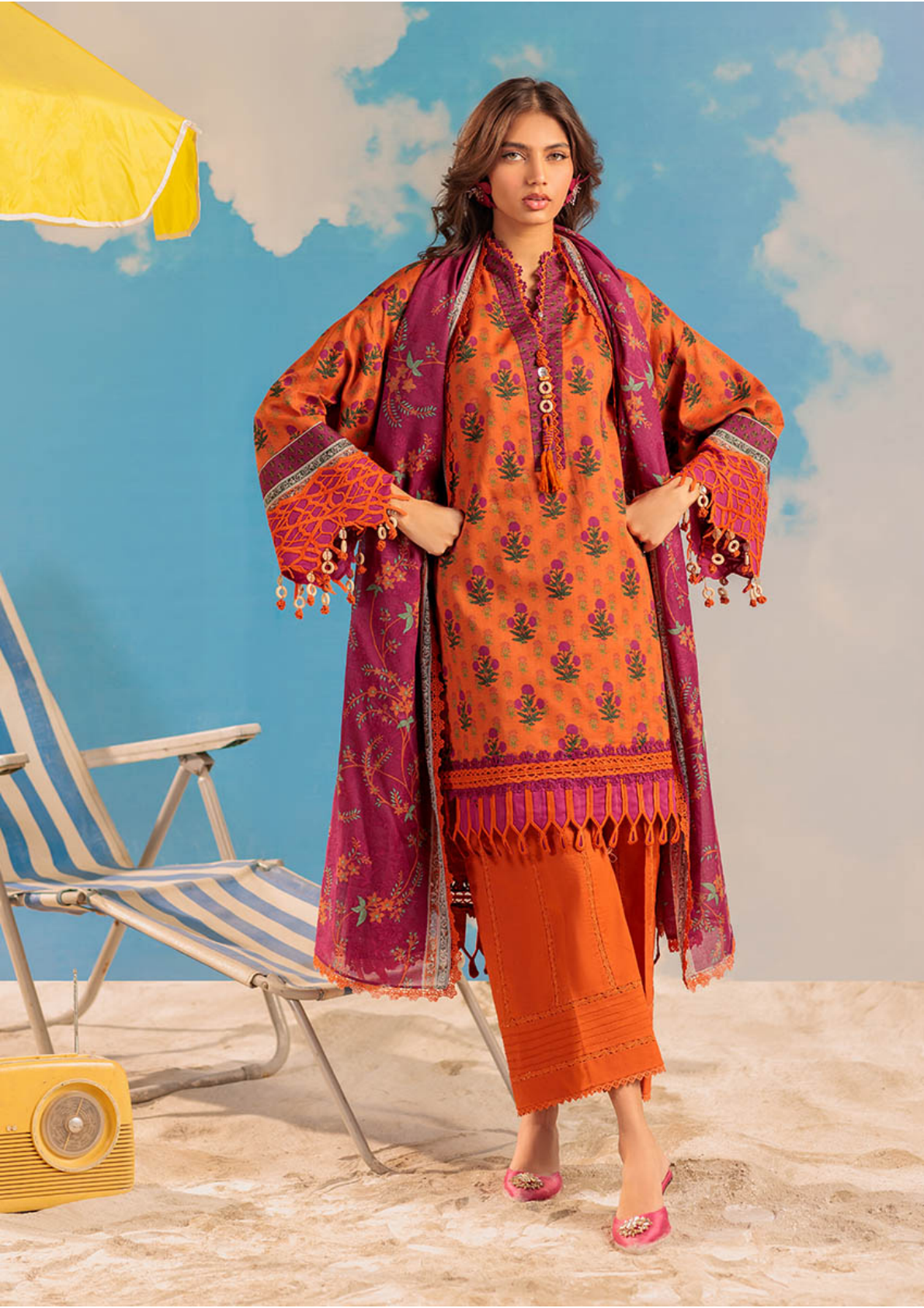 BONANZA DORIA LAWN UNSTITCHED 3 PIECE โก๐๐
