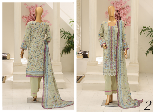 MTF Digital Printed Embroidered Lawn Collection 2026 Design No: 2