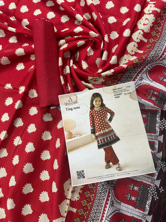 Almeerah Ting Tone Unstitched Kids 2Pcs Collection