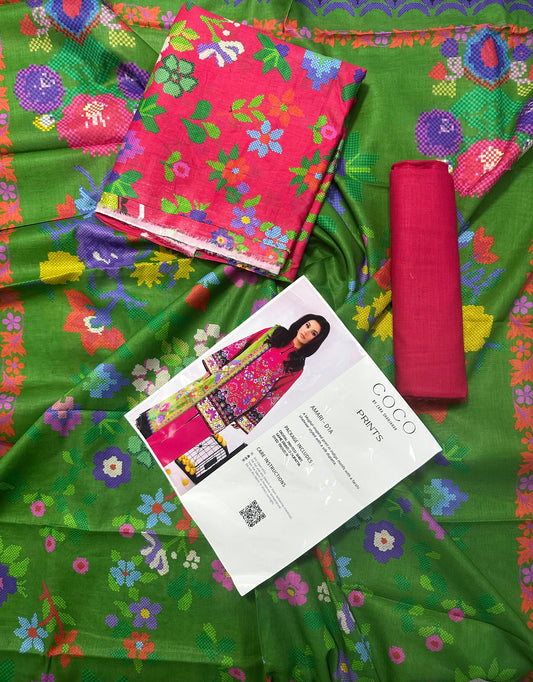 COCO Pink 3 Piece Printed Lawn