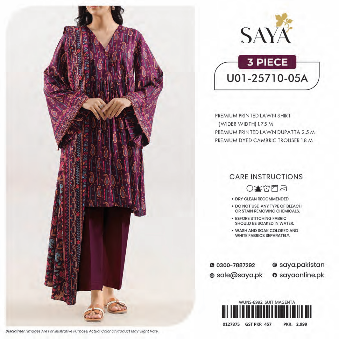 π°π SAYA SUMMER COLLECTION ππ° ππ 3 PIECE UNSTITCHED LAWN ππ
U01-25710-05A