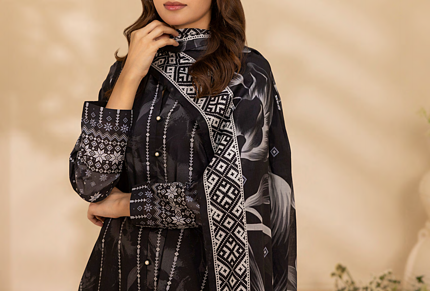 Salitex 100% Original Lawn ❤️ MONOCHROME B&W by SANA& SARA