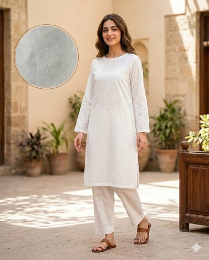 EGO Self Printed Unstitched White Collection