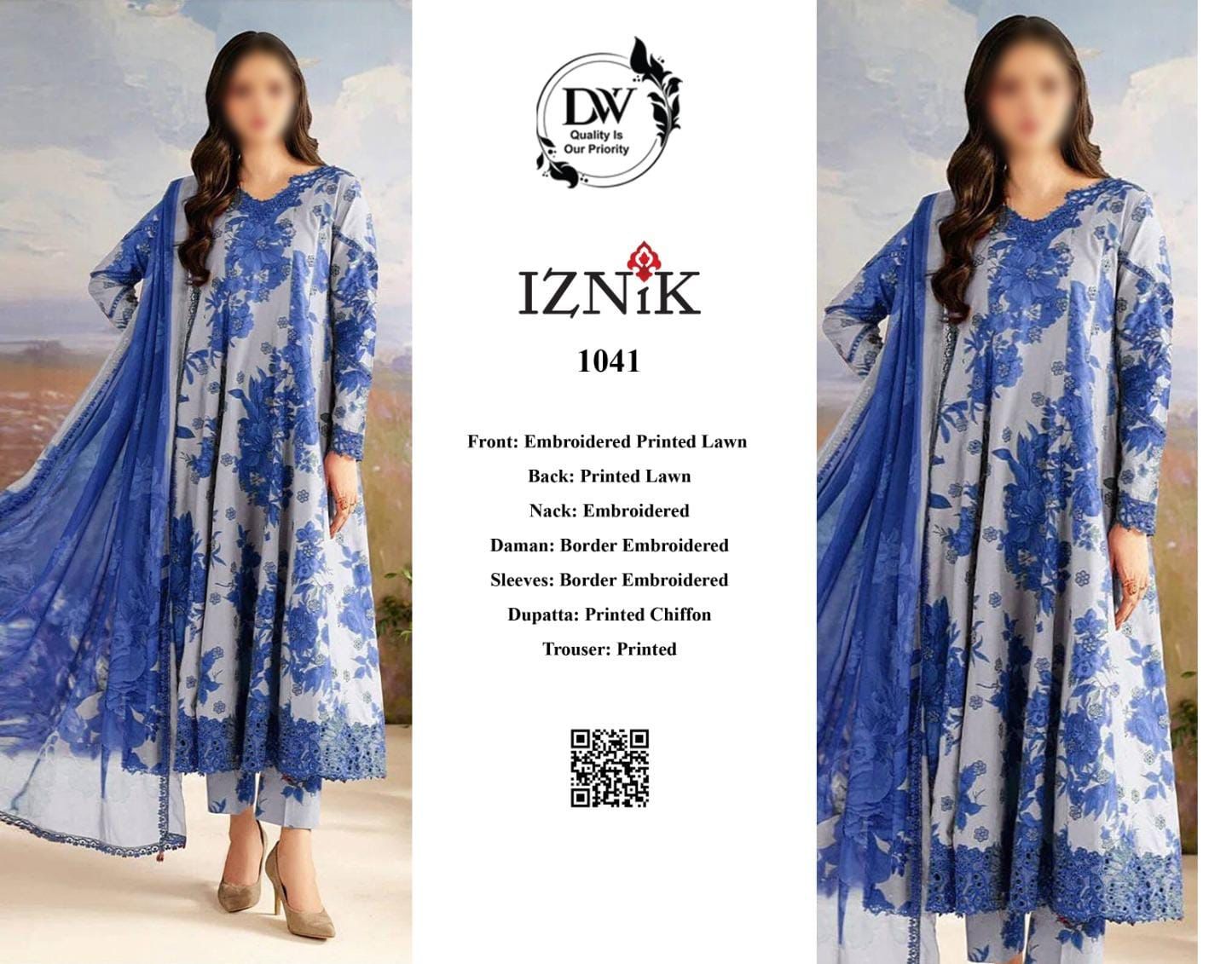 Iznik Elegant 3PC Unstitched Lawn Suit Collection