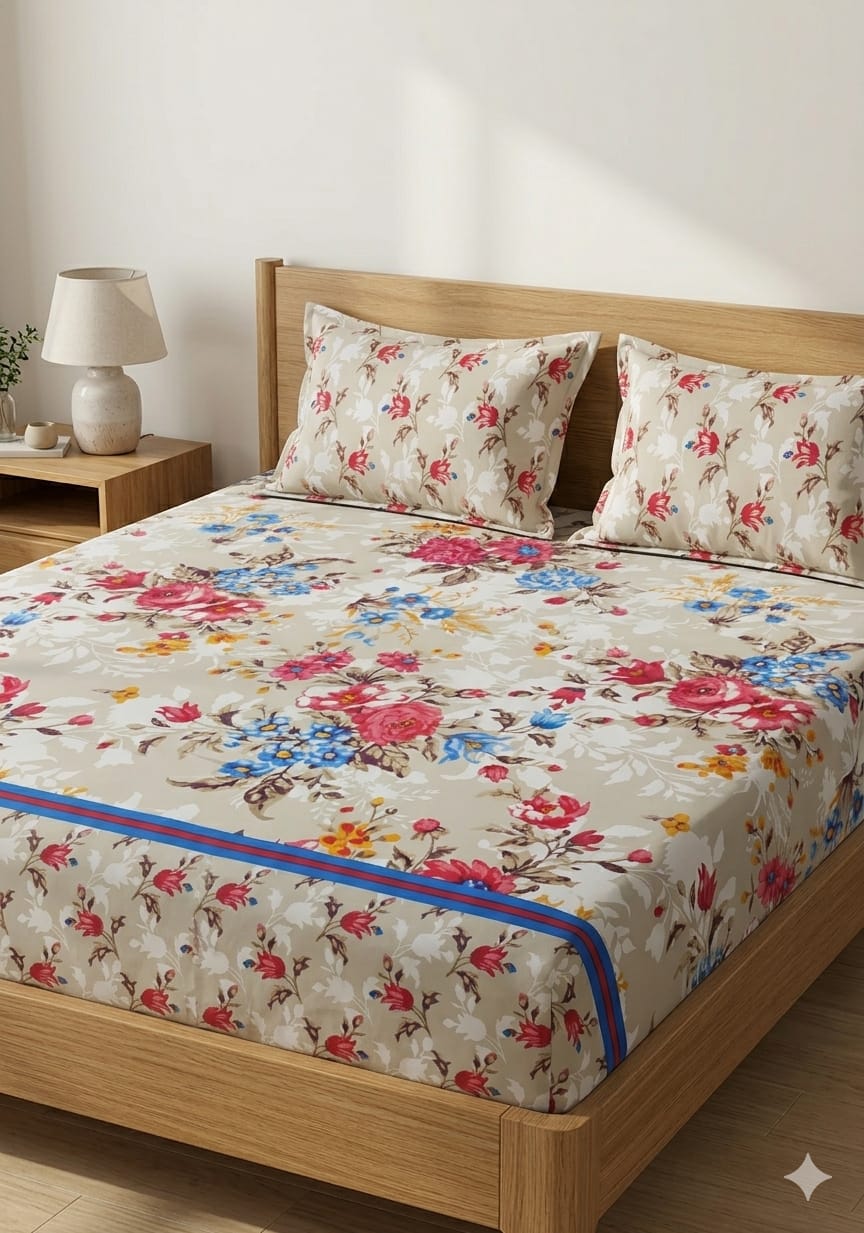 SALONIKA PURE COTTON BEDSHEETS Most Demanding Collection Full Printed King Size Bedsheets
