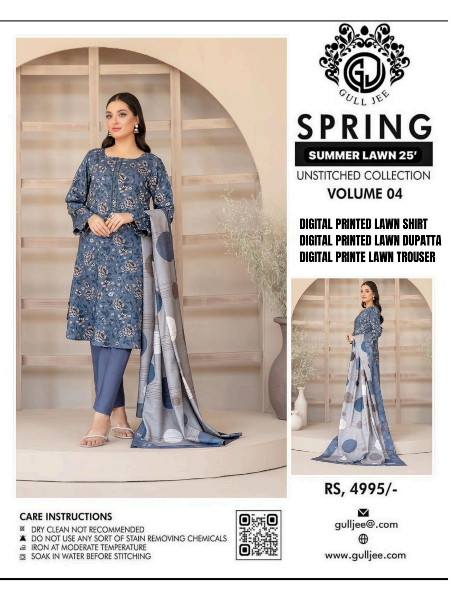 Gull Jee Spring Vol 04 Unstitched Lawn 3 Pieces in Wholesale Price ๐ฅ๐งก