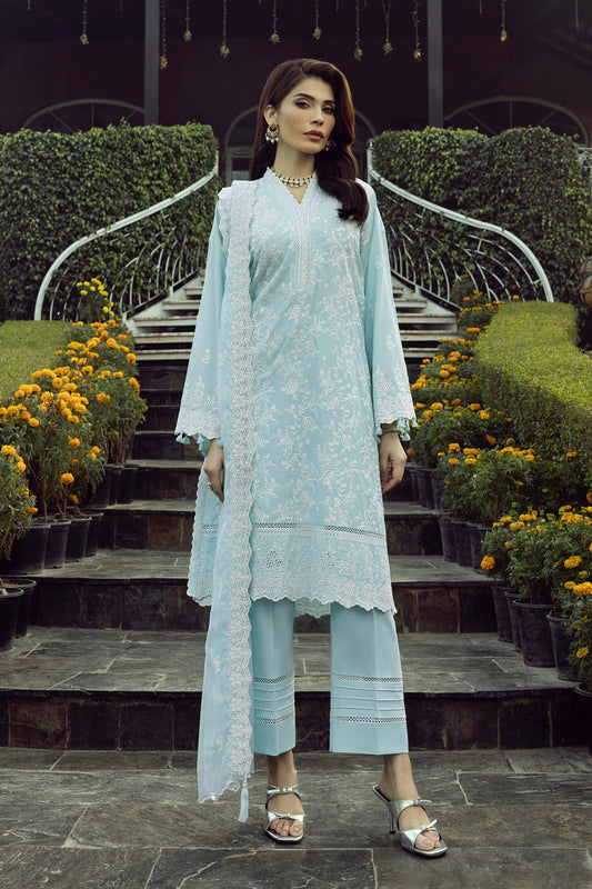 Lakhany Ice Blue Eid Collection Unstitched ChikanKari 3 Piece ๐ฅ