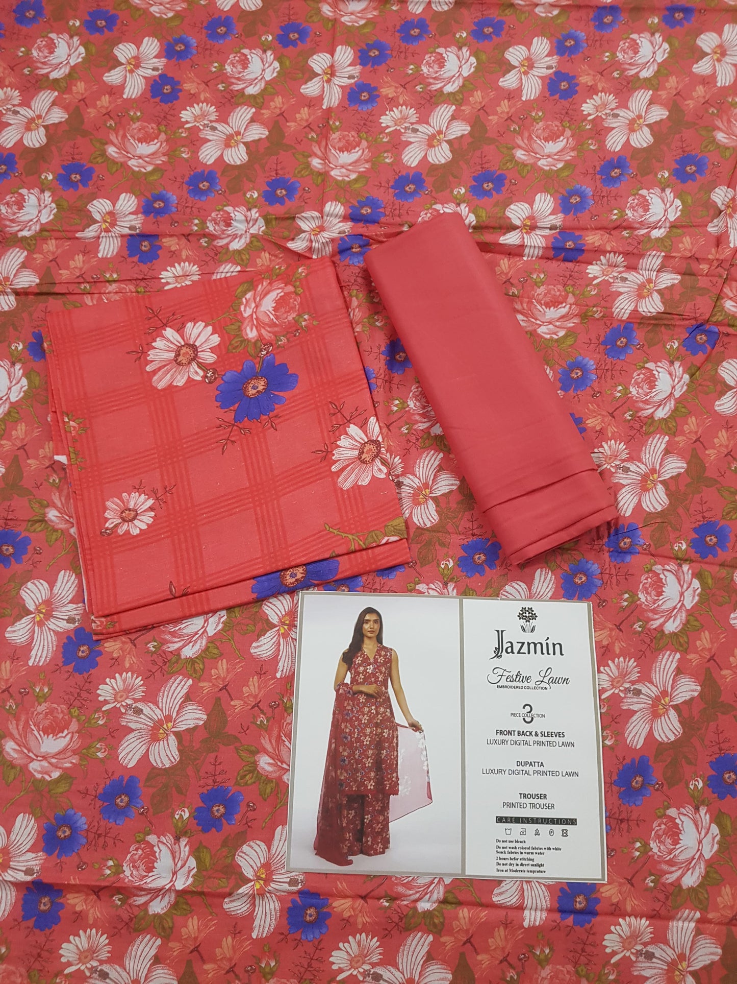Jazmine Lawn Unstitched 3 Pieces ❤️🔥