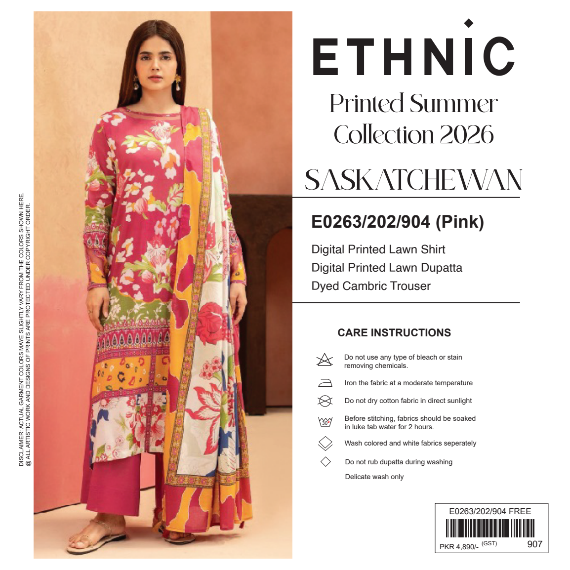 Ethnic Pink Digital Printed Lawn Collection