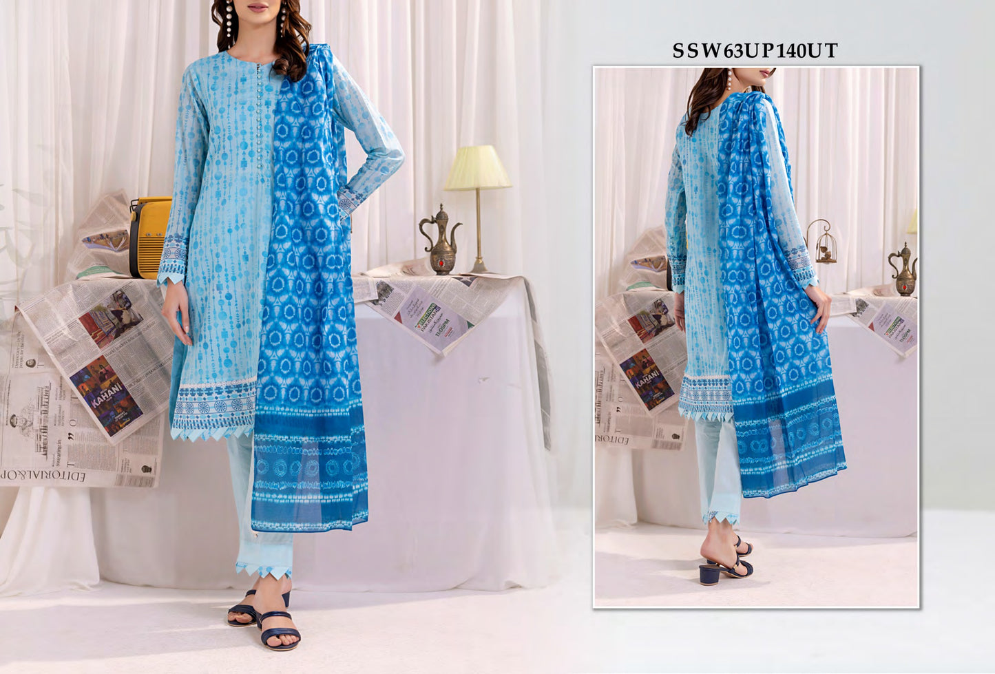 GulAhmed,Khaadi,Zellbury,Ego,Salitex,CrossStitch,Nishat,Firdous,Baroque,Maria.B,Alkaram ,SanaSafinaz Printed Unstitched 3P in 1299π΅π°π