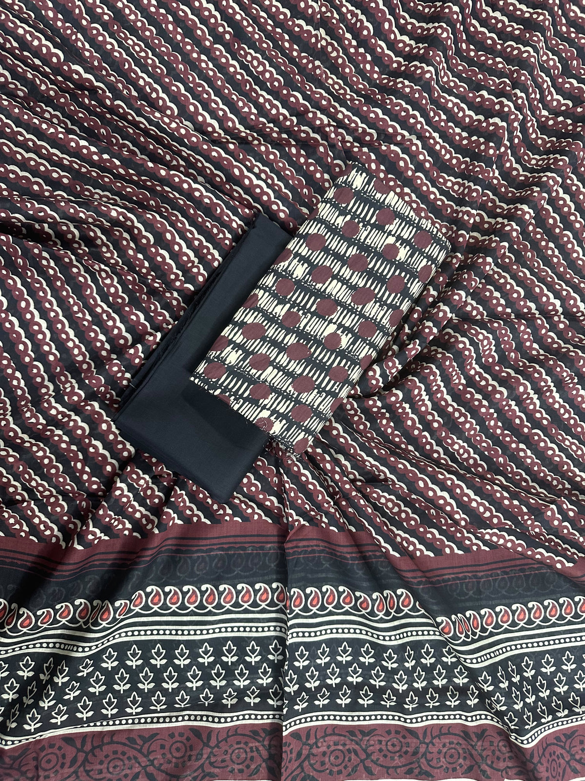 ZAMAN BLACK-BEIGE PRINTED 3PCS