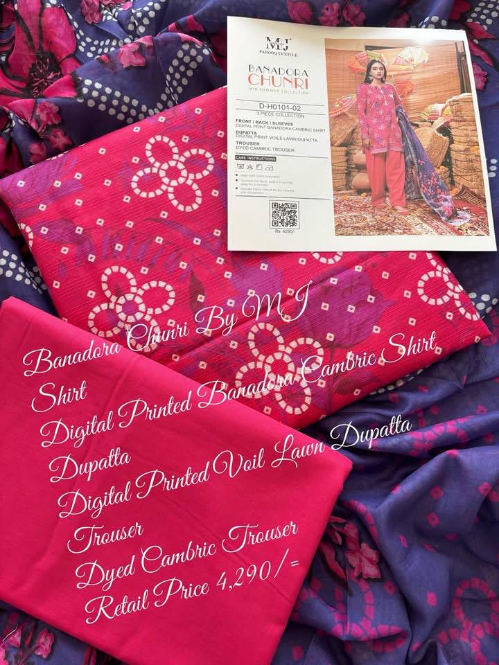 MoosaJee 100% Original Banadora Chunri Unstitched 3Psππ₯
