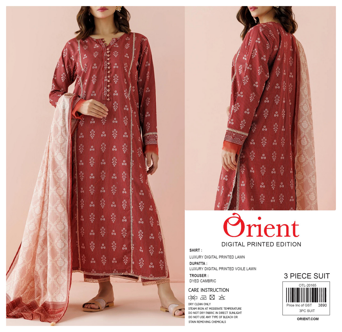 ✨💖ORIENT💖✨🌸PRINTED LAWN 3 PIECE🌸 OTL-20165