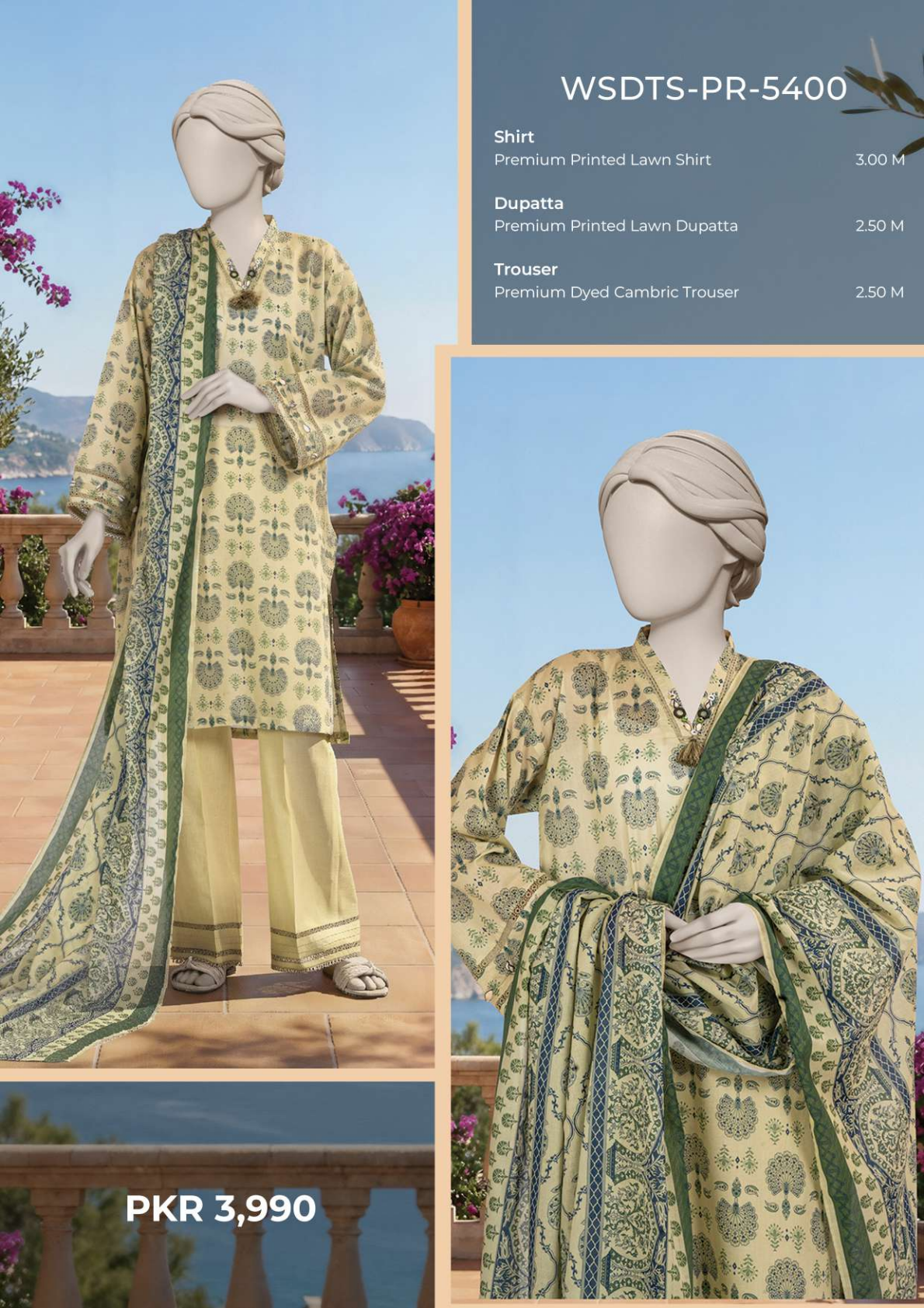MTJ Original (WSDTS-PR-5400) Printed Lawn Unstitched Collection β Summer 2026