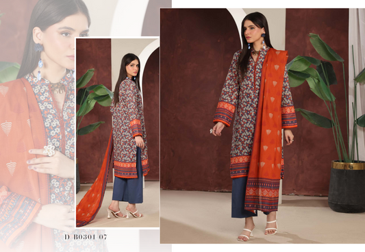 Izhan Magic Premium Digital Printed 3PC Lawn Unstitched Collection Vol.03 - D B0301 07
