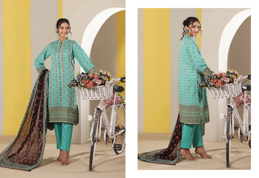 BANARSI BY MJ SIGNATURE DIGITAL PRINTED 3PC LAWN COLLECTION Design #D-A0301-03
