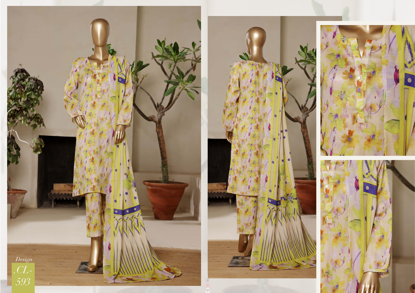 Ego Doria Lawn Unstitched AllOver 3Pcs ππ