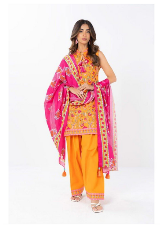 Alkaram Digital Printed Lawn 3 Piece ๐๐งก