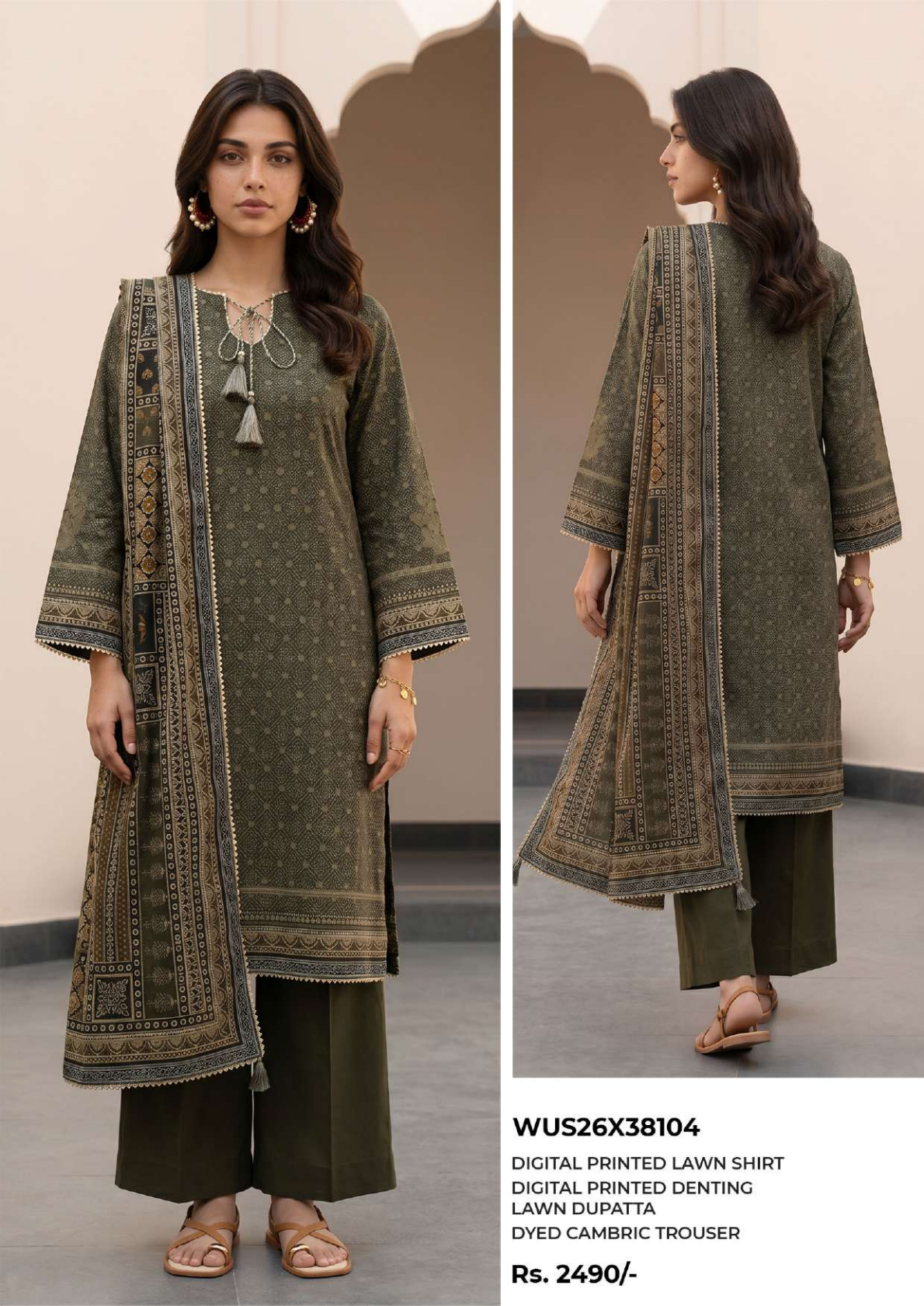 ZELLBURY Unstitched 3pcs Lawn Collection D.C:- WUS26X38104