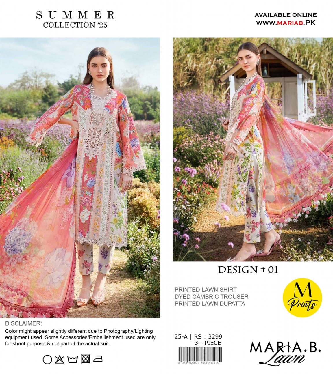 Maria.B Lawn Unstitched 3 Piece With Dyed Trouser/- 💞✨👌