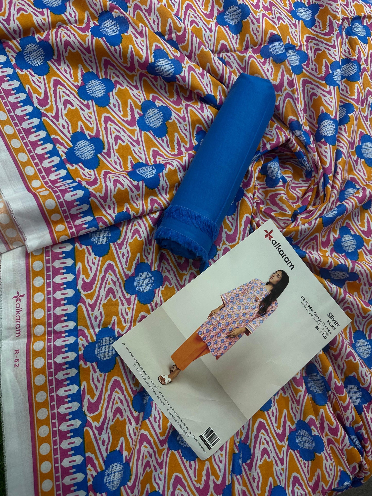 Alkaram Orange-Blue 2Pcs S+T