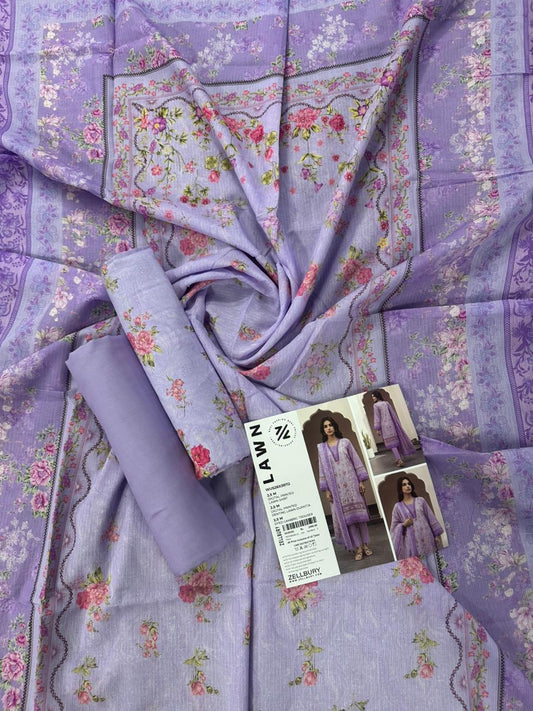 ZELLBURY Unstitched 3pcs Lawn Collection D.C:- WUS26X38112
