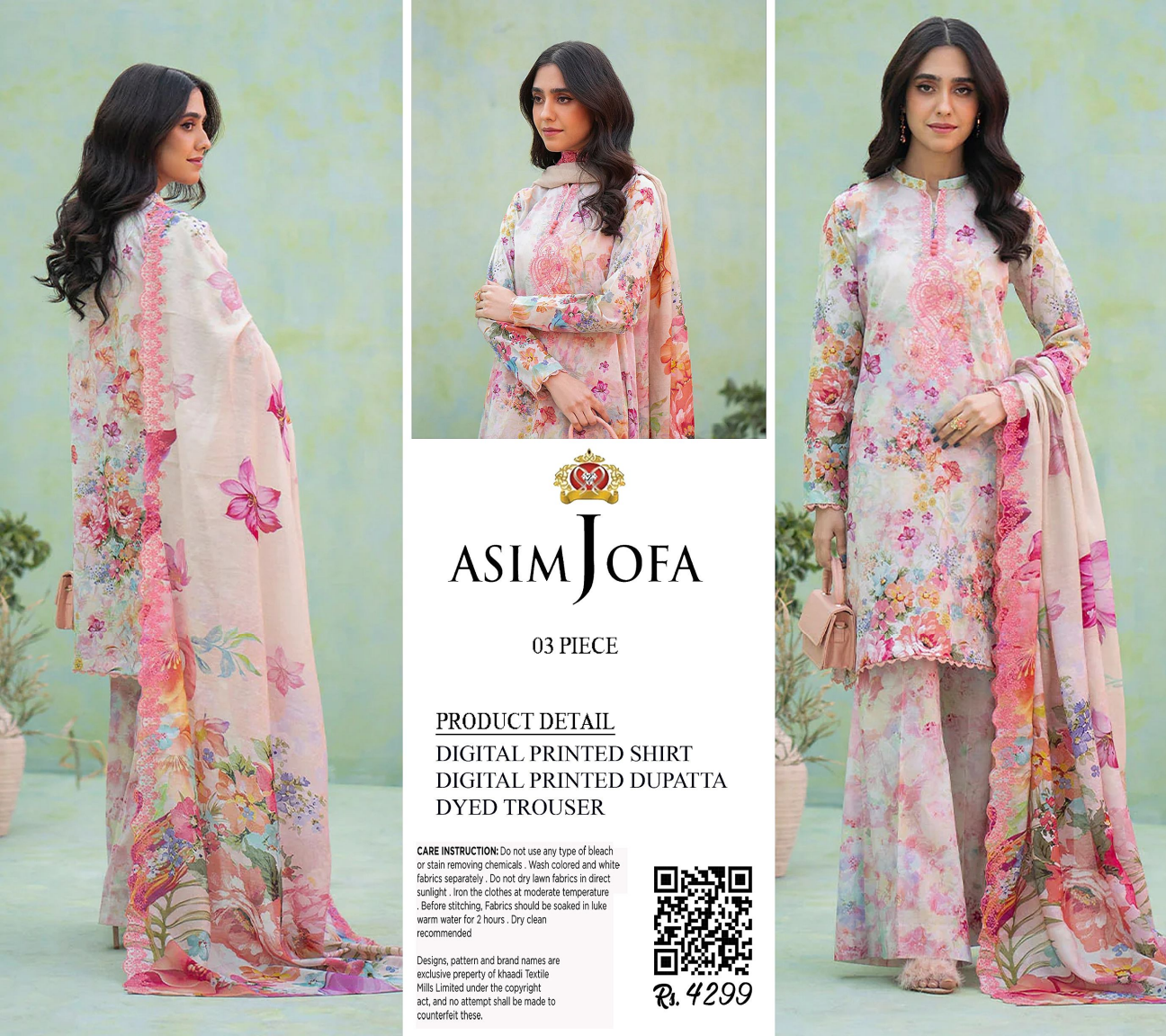 ASIM JOFA 3PC UNSTITCHED DIGITAL PRINTED COLLECTION
