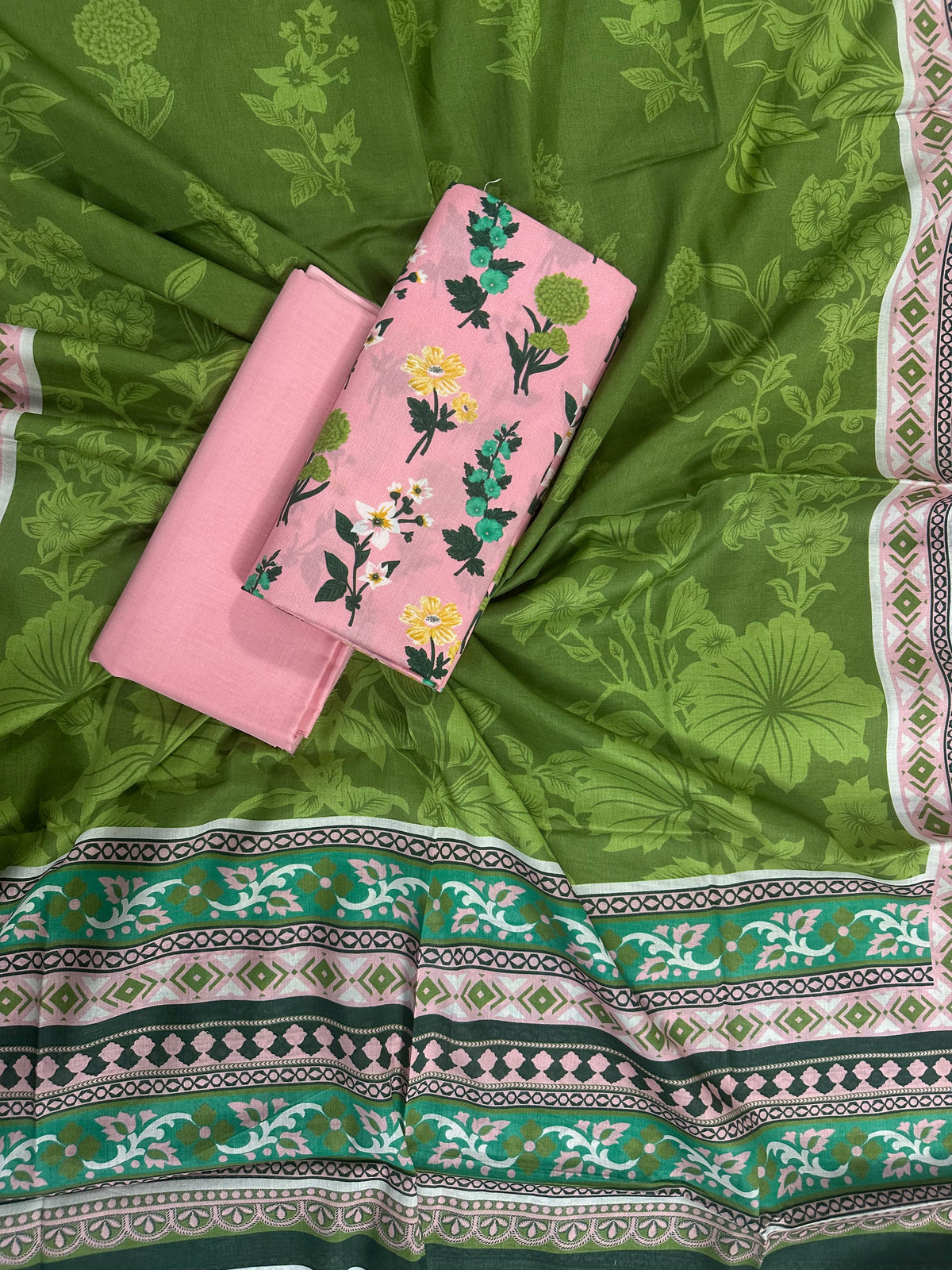 ZAMAN PINK FLORAL PRINTED 3PCS