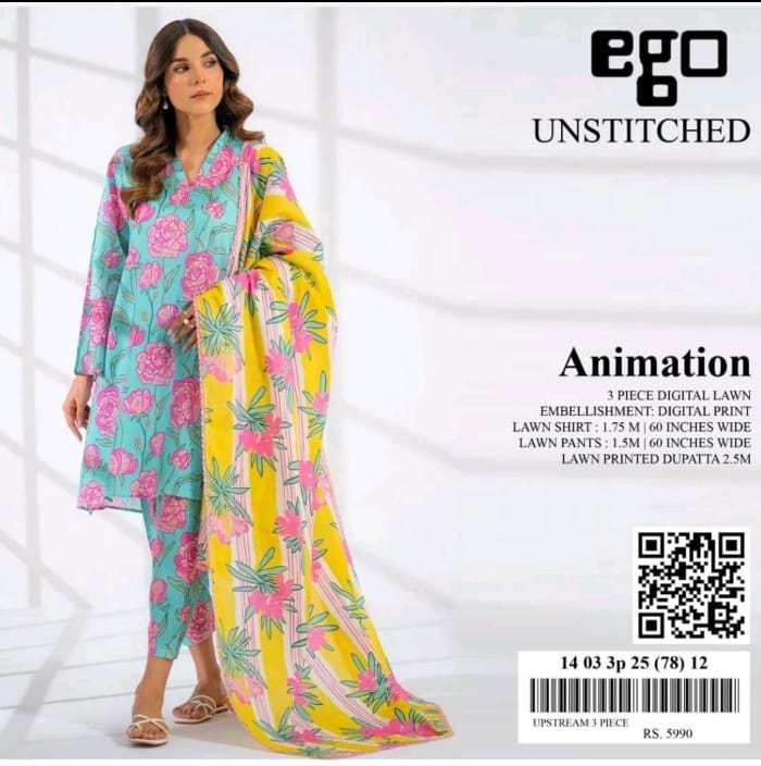 Ego Shirt Dupatta Lawn 2Pcs π₯