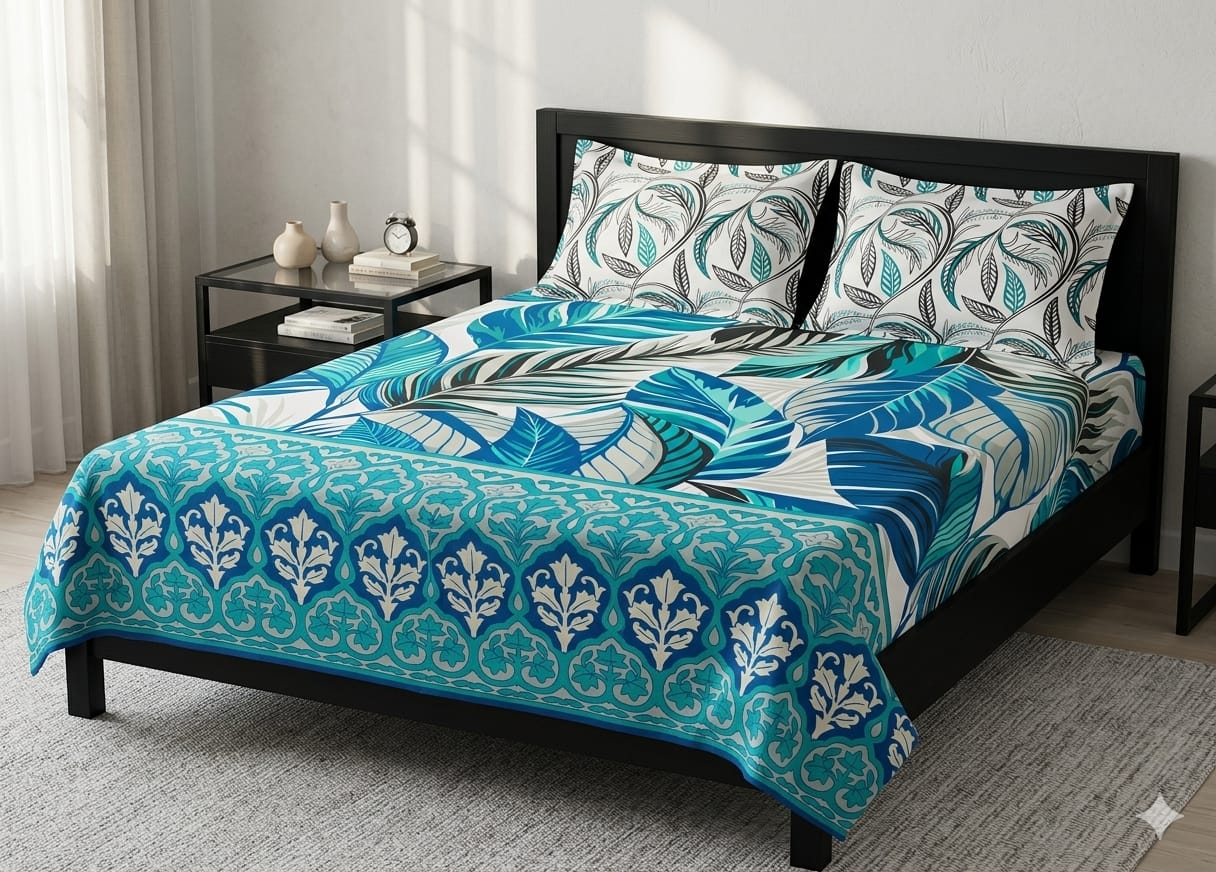 SALONIKA PURE COTTON BEDSHEETS Most Demanding Collection Full Printed King Size Bedsheets
