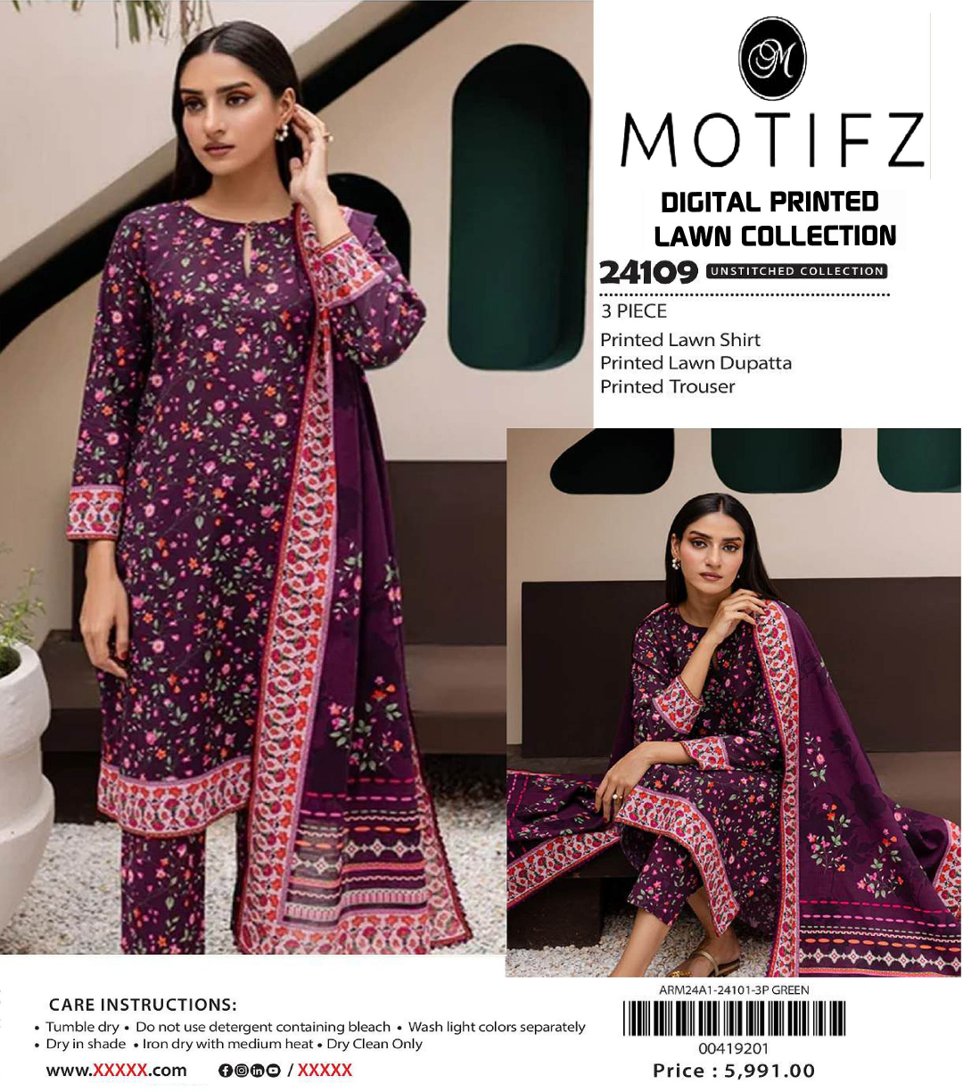 MOTIFZ Lawn Printed 3PC In Wholesale Price