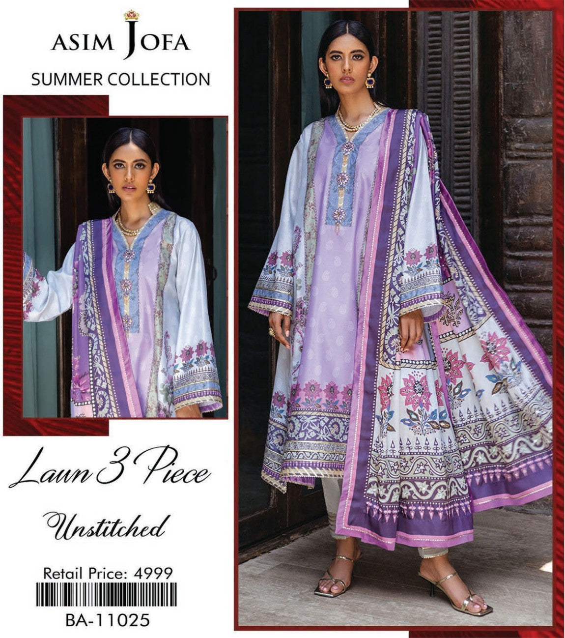 Asim Jofa Lawn Printed 3PC In Wholesale Price