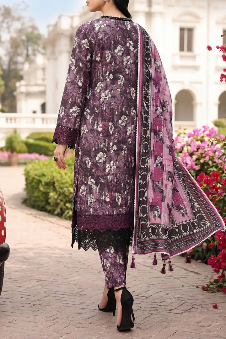 Floral Fusion By Almeerah D-5 - 3Pcs Printed Stripe Collection