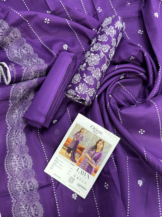 Orient Unstitched Lawn 3 Piece Collection D.C:- OTL-24-420