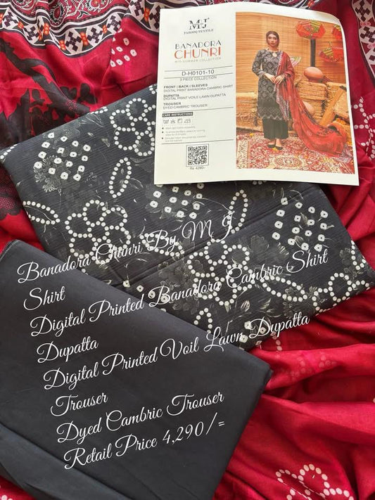 MoosaJee 100% Original Banadora Chunri Unstitched 3Psππ₯