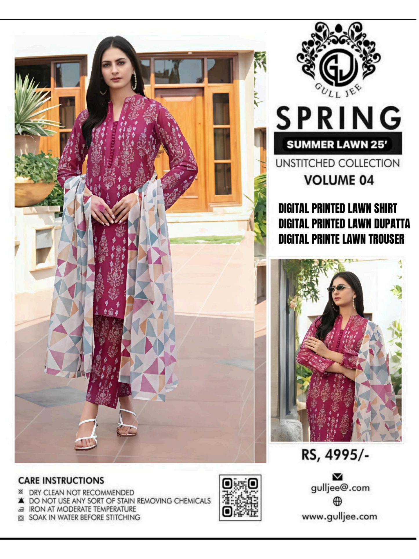 Gull Jee Spring Vol 04 Unstitched Lawn 3 Pieces in Wholesale Price ๐ฅ๐งก
