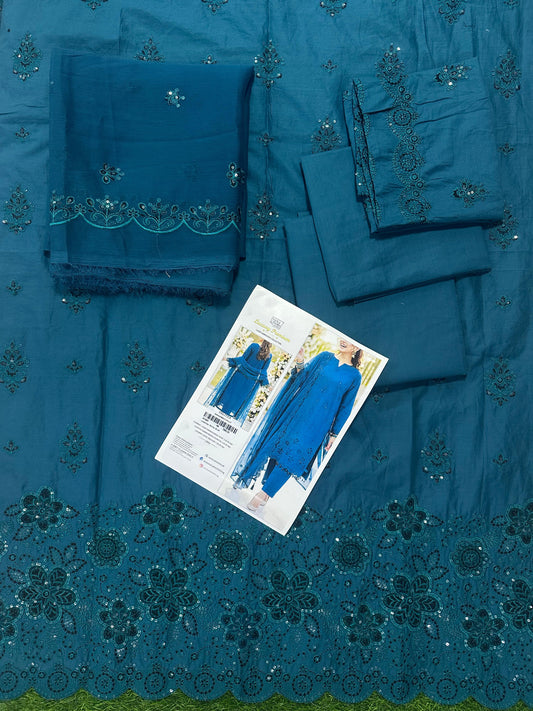 3PC Unstitched Lawn Embroidered Suit (D.C:-SSW6U3P885)